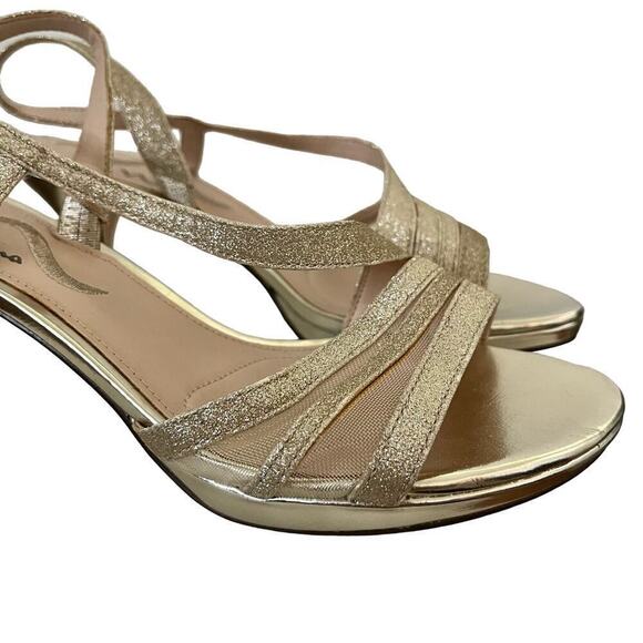 Touch of Nina Nykole Gold Heeled Sandals Size 8.5 Strappy Sparkly Party Shoes - Picture 7 of 12